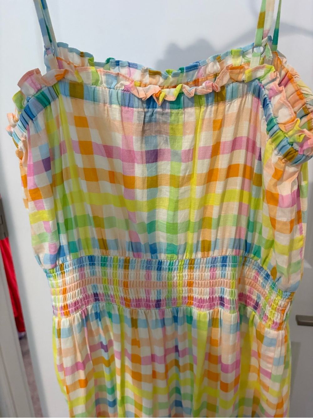 Pastel Gingham Tiered Maxi Dress with Smocked Waist - Picture 7 of 7